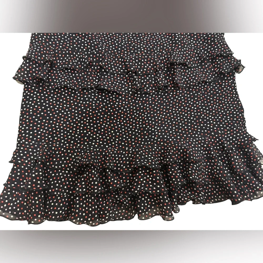 Y2K Escada for Neiman Marcus Skirt Ruffle Polkadot 100% Silk - Picture 3 of 4